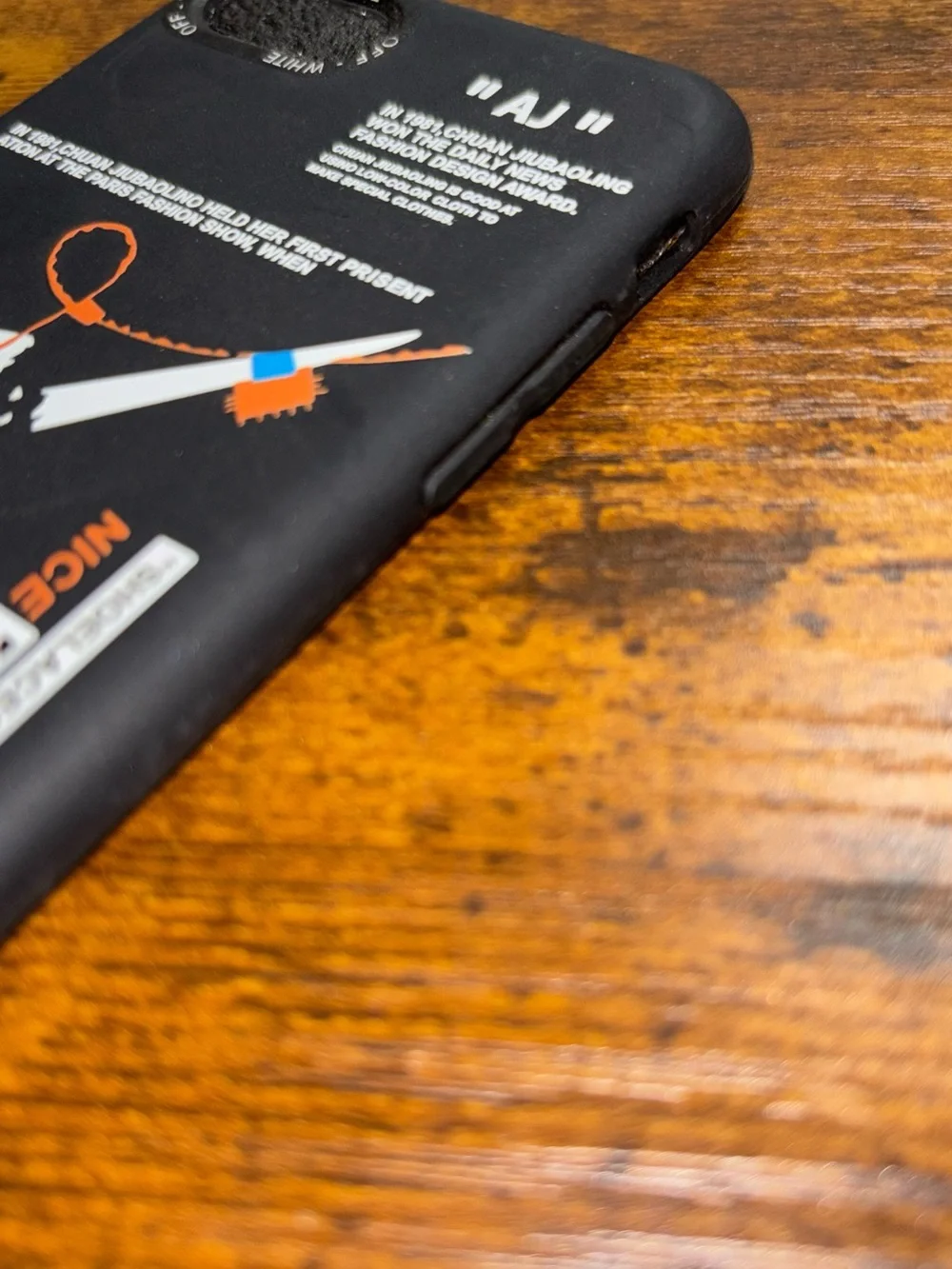 Off-White Black 'AIR' Graphic iPhone Case with White and Tan Accents for Se/7/8